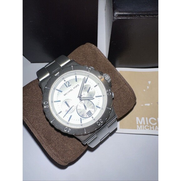 NWT MICHAEL KORS BEL AIRE SILVER TONE CHRONOGRAPH BRACELET WATCH MK5462 With Box - Picture 2 of 16